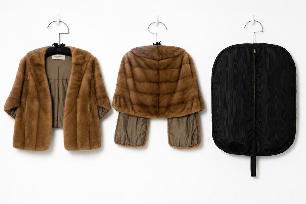 Vintage Maison Blanche New Orleans Ranch Mink Fur Stole Wrap Shawl Brown